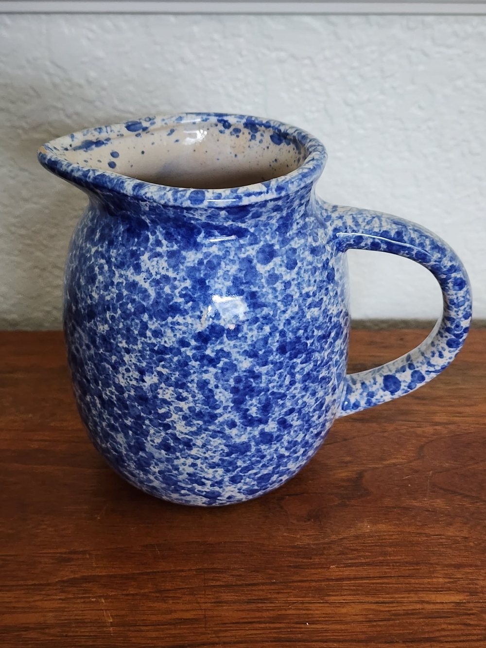 Unbranded Blue Spongeware Ceramic Pitcher